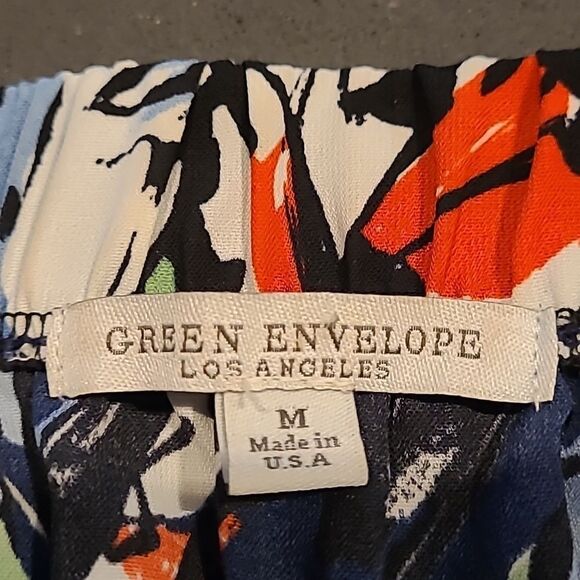 Green envelope  Los Angeles sz M offshoulder colorful blouse - Picture 7 of 8